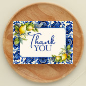 Vintage Blue Tile Yellow Lemons Dankeskarte