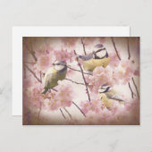 Vintage Blue Tits Postkarte (Vorne/Hinten)