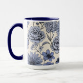 Vintage Blue Toile Floral Botanical Pattern Tasse (Links)