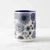 Vintage Blue Toile Floral Botanical Pattern Tasse (Zentrum)
