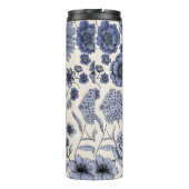 Vintage Blue Toile Floral Botanical Pattern Thermosbecher (Rückseite)