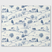 Vintage Blue Toile Landscape (2) Geschenkpapier (Flach)