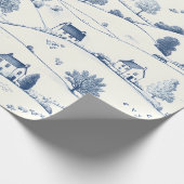 Vintage Blue Toile Landscape (2) Geschenkpapier (Ecke)