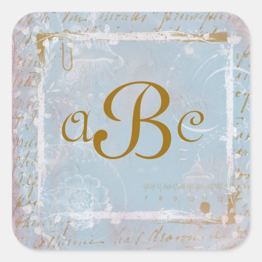 Vintage Blue Toile & Script Custom Stickers (Vorderseite)