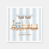 Vintage Blue Train 2. Geburtstag Serviette (Vorderseite)