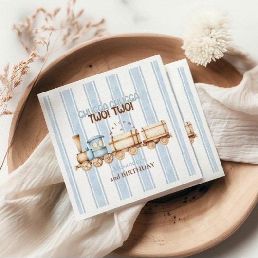 Vintage Blue Train 2. Geburtstag Serviette