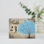 Vintage Blue Tree Tischnummern (Stehend Vorderseite)