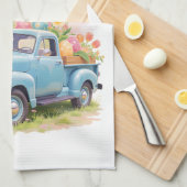 Vintage Blue Truck with Easter Eggs & Tulips Geschirrtuch (Viertel Falte)