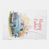 Vintage Blue Truck with Easter Eggs & Tulips Geschirrtuch (Horizontal)