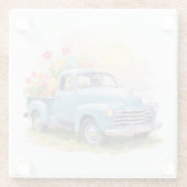 Vintage Blue Truck with Easter Eggs & Tulips Glasuntersetzer (Rückseite)