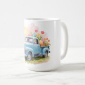 Vintage Blue Truck with Easter Eggs & Tulips Kaffeetasse (VorderseiteRechts)