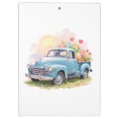 Vintage Blue Truck with Easter Eggs & Tulips Klemmbrett (Rückseite)