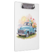 Vintage Blue Truck with Easter Eggs & Tulips Klemmbrett (Rechts)