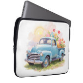 Vintage Blue Truck with Easter Eggs & Tulips Laptopschutzhülle (Vorne Rechts)