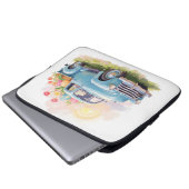 Vintage Blue Truck with Easter Eggs & Tulips Laptopschutzhülle (Vorne Knopf)