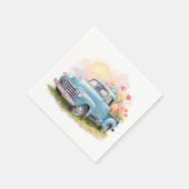 Vintage Blue Truck with Easter Eggs & Tulips Serviette (Ecke)