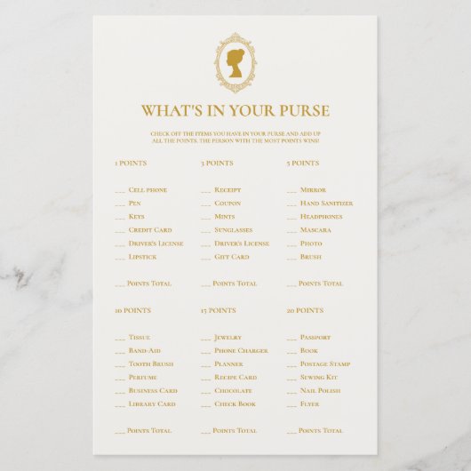 Vintage Blue What's In Your Purse Bridal Shower (Vorderseite)