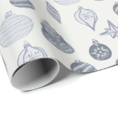 Vintage Blue + White Ornament Geschenkpapier (Rolleneckpunkt)