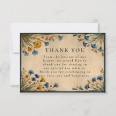 Vintage Blue Wildflower Wedding Dankeskarte (Vorderseite)