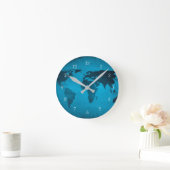 Vintage blue world map runde wanduhr (Zuhause)