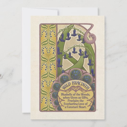 Vintage Bluebell-Blume - rosafarbene Karte (Vorderseite)