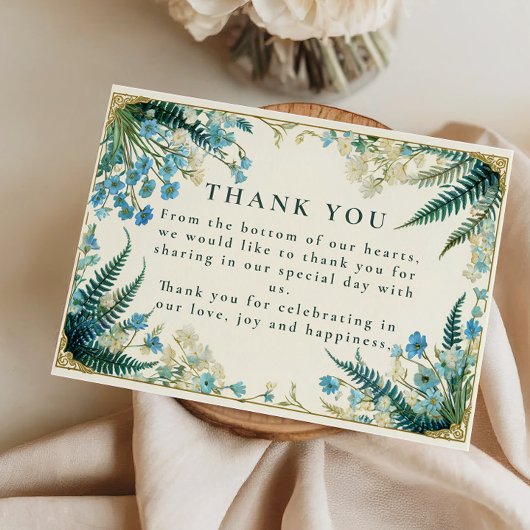 Vintage Bluebell Botanical Wedding Dankeskarte