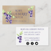 Vintage Blueberries Business Card Visitenkarte (Vorne/Hinten)