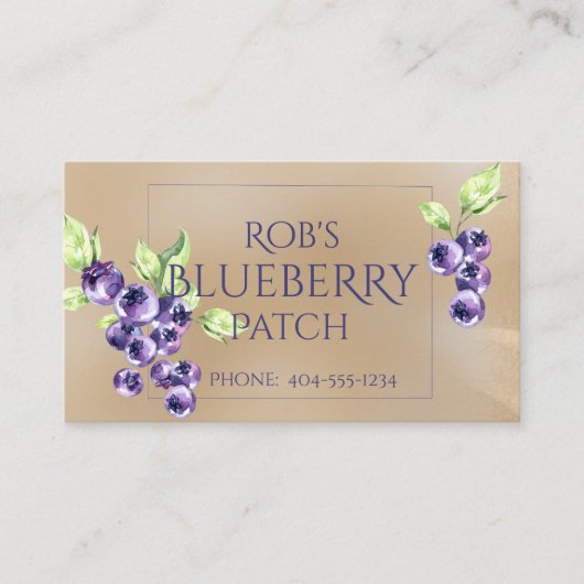 Vintage Blueberries Business Card Visitenkarte (Vorderseite)