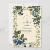 Vintage Blueberry Botanical Baby Shower Einladung (Vorderseite)