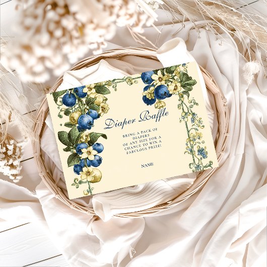 Vintage Blueberry Botanical Diapper Raffle  Begleitkarte