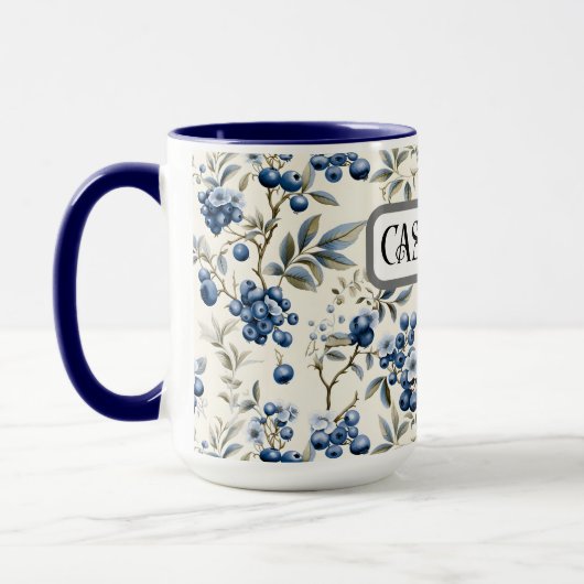 Vintage Blueberry personalisiert Mug Tasse (Links)