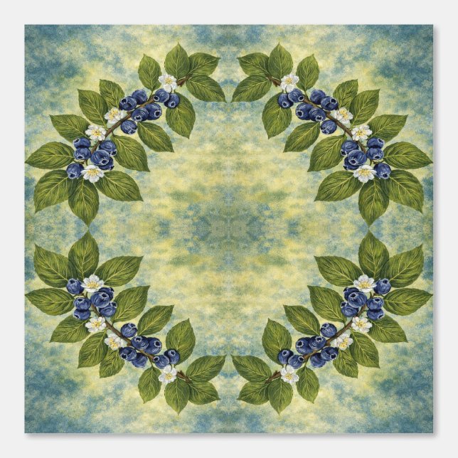 Vintage Blueberry Wreath Wallpaper Tapete (Vorderseite)