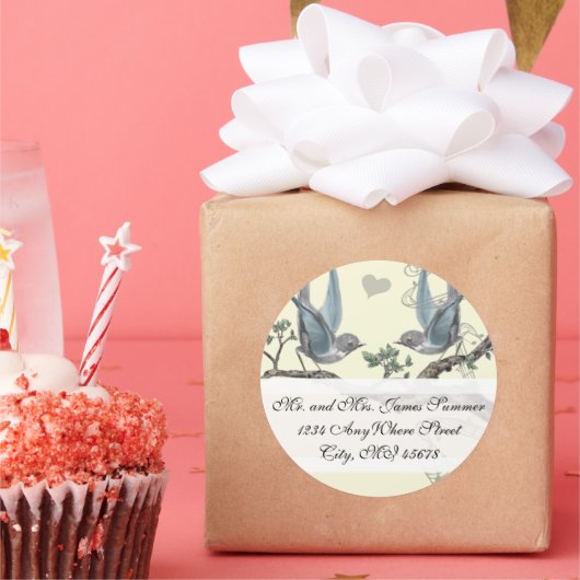 Vintage Bluebird-Hochzeitsfeier Rücksendeadresse Runder Aufkleber (Party)