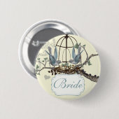 Vintage Bluebird Love Birds Hochzeiten Abzeichen Button (Vorne & Hinten)