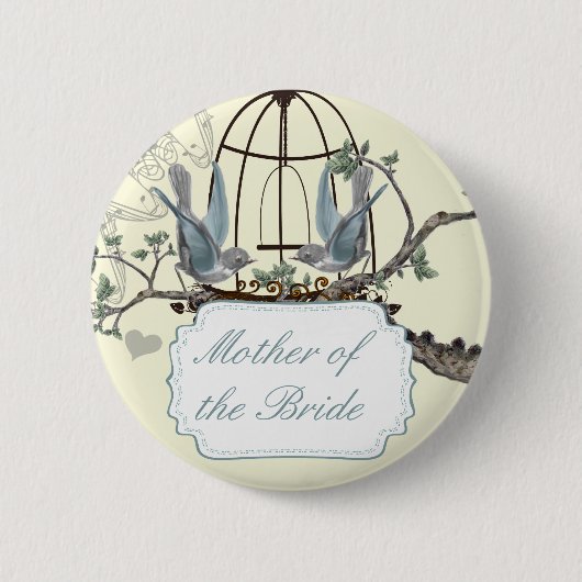 Vintage Bluebird Love Birds Hochzeiten Abzeichen Button (Vorderseite)