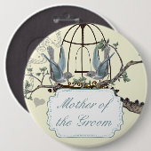Vintage Bluebird Love Birds Hochzeiten Abzeichen Button (Vorne & Hinten)