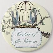 Vintage Bluebird Love Birds Hochzeiten Abzeichen Button (Vorderseite)
