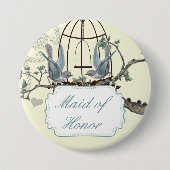Vintage Bluebird Love Birds Hochzeiten Abzeichen Button (Vorderseite)