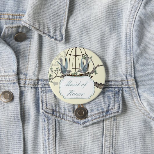 Vintage Bluebird Love Birds Hochzeiten Abzeichen Button (Beispiel)