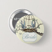 Vintage Bluebird Love Birds Hochzeiten Abzeichen Button (Vorne & Hinten)