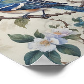 Vintage Bluebird- und Blütenmauer Kunst Poster (Ecke)