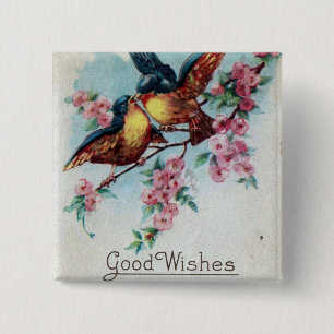 Vintage Bluebird-Wünsche Button