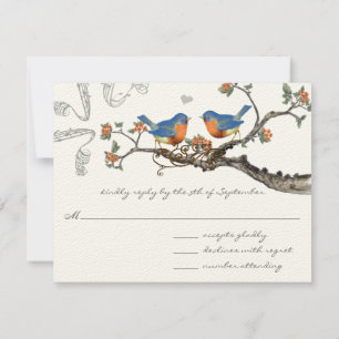 Vintage Bluebirds blühende Branchensehen RSVP Karte