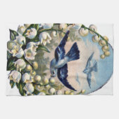 Vintage Bluebirds Blume Lilie der Talvögel Handtuch (Horizontal)