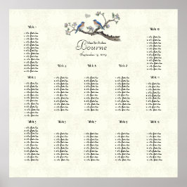 Vintage Bluebirds Coral und Blaue Liebesvögel Poster