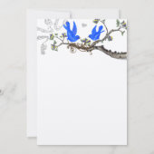 Vintage Bluebirds Gelb & Lila Hochzeit Einladung (Rückseite)
