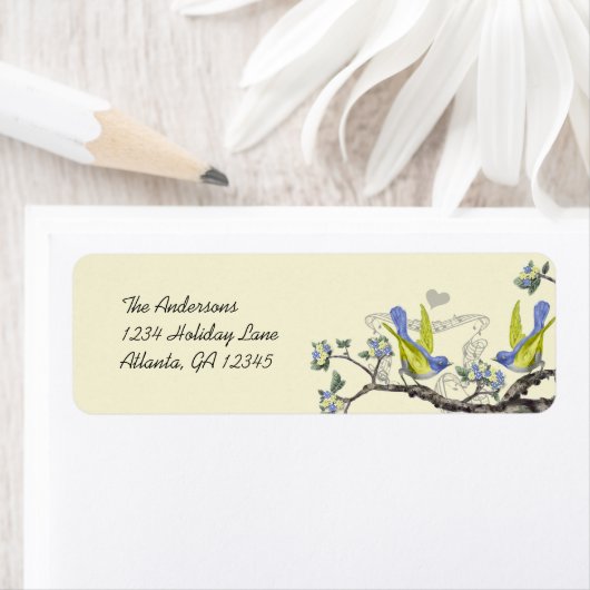 Vintage Bluebirds Gelbe und Blaue Rückgabezeichen (Insitu)