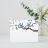 Vintage Bluebirds Hochzeit RSVP Karte (Stehend Vorderseite)
