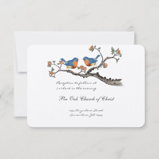 Vintage Bluebirds-Hochzeitskarte die schneiden Einladung (Vorderseite)