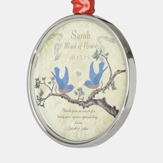 Vintage Bluebirds Trauzeugin Ornamente (Links)